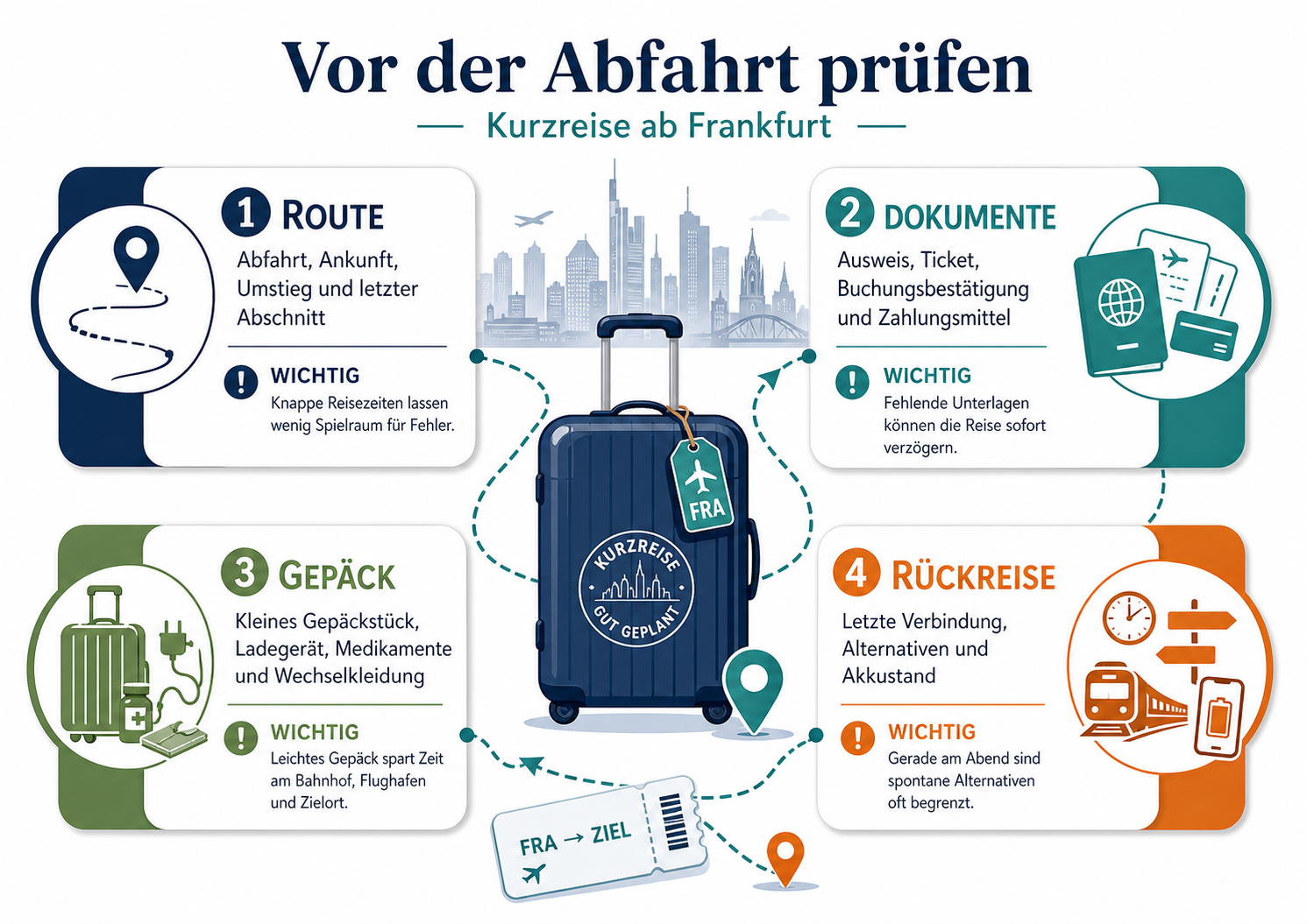 Schema zur Vorbereitung einer Kurzreise ab Frankfurt